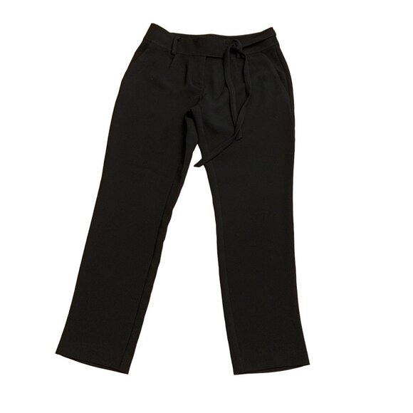 Ann Taylor Loft Tie Belted Trousers Size 00 Petite Black - Picture 1 of 6